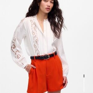 Madewell Easy Pleated Trouser Shorts in Bright Flame